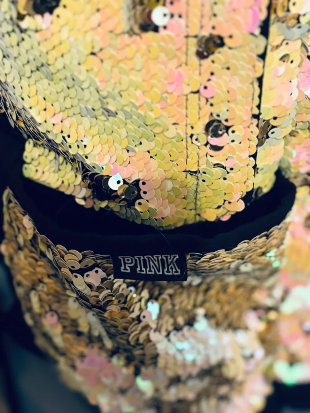 Pink Victoria’s Secret Iridescent Backpack With Laptop Pocket